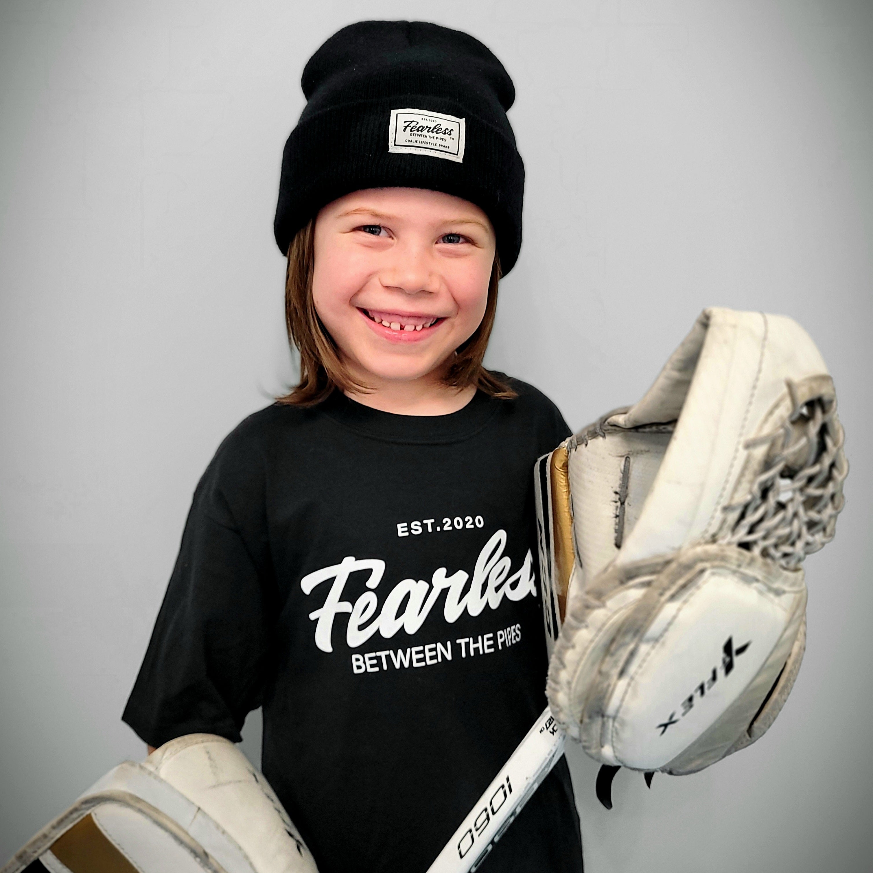 Youth - FEARLESS Between the Pipes™ - Classic T-shirt - Black/Red/Blue