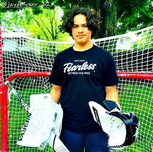 Adult - FEARLESS Between the Pipes™ - Classic T-Shirt - Black/Red/Blue